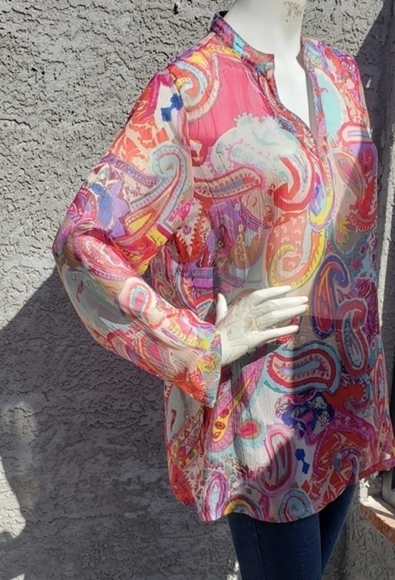 TRAVEL SMITH SHEER BLOUSE - Picture 4 of 6